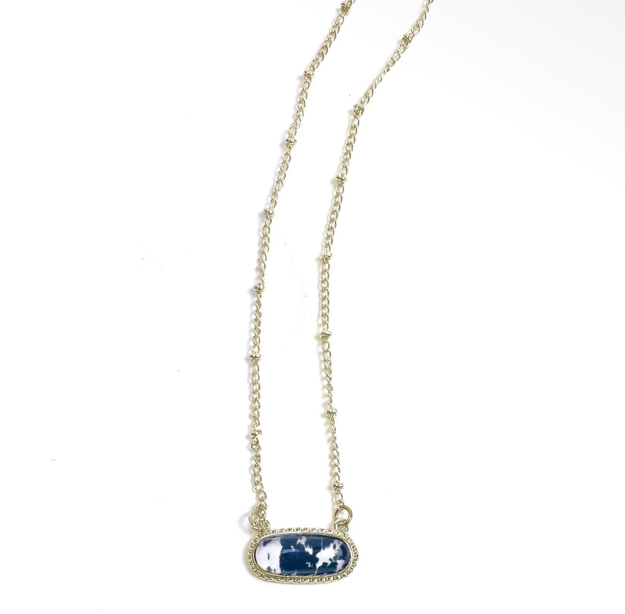 Black Cowhide Gold 18" Necklace