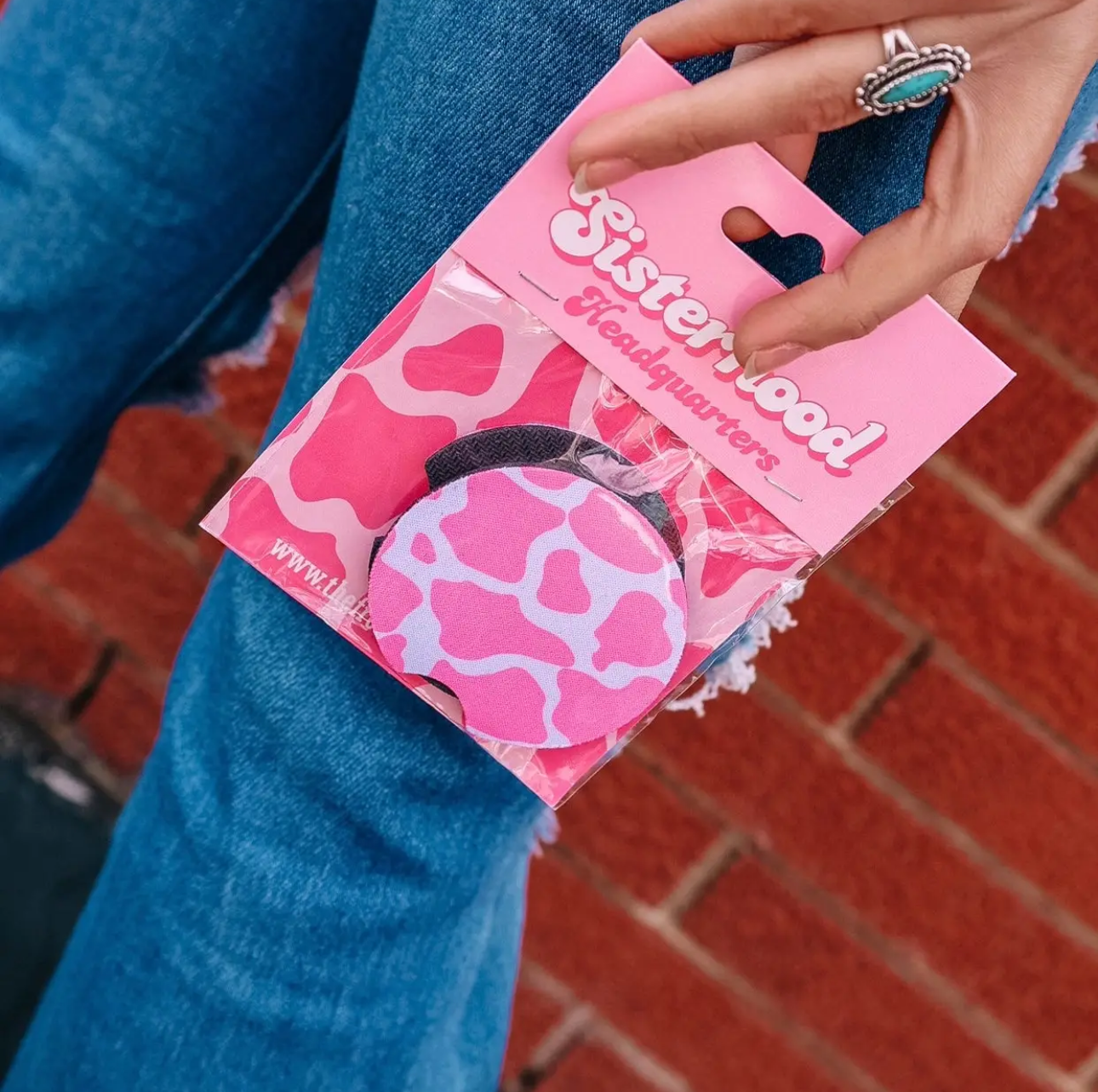 Pink Cowprint Car Coaster 2-Pack