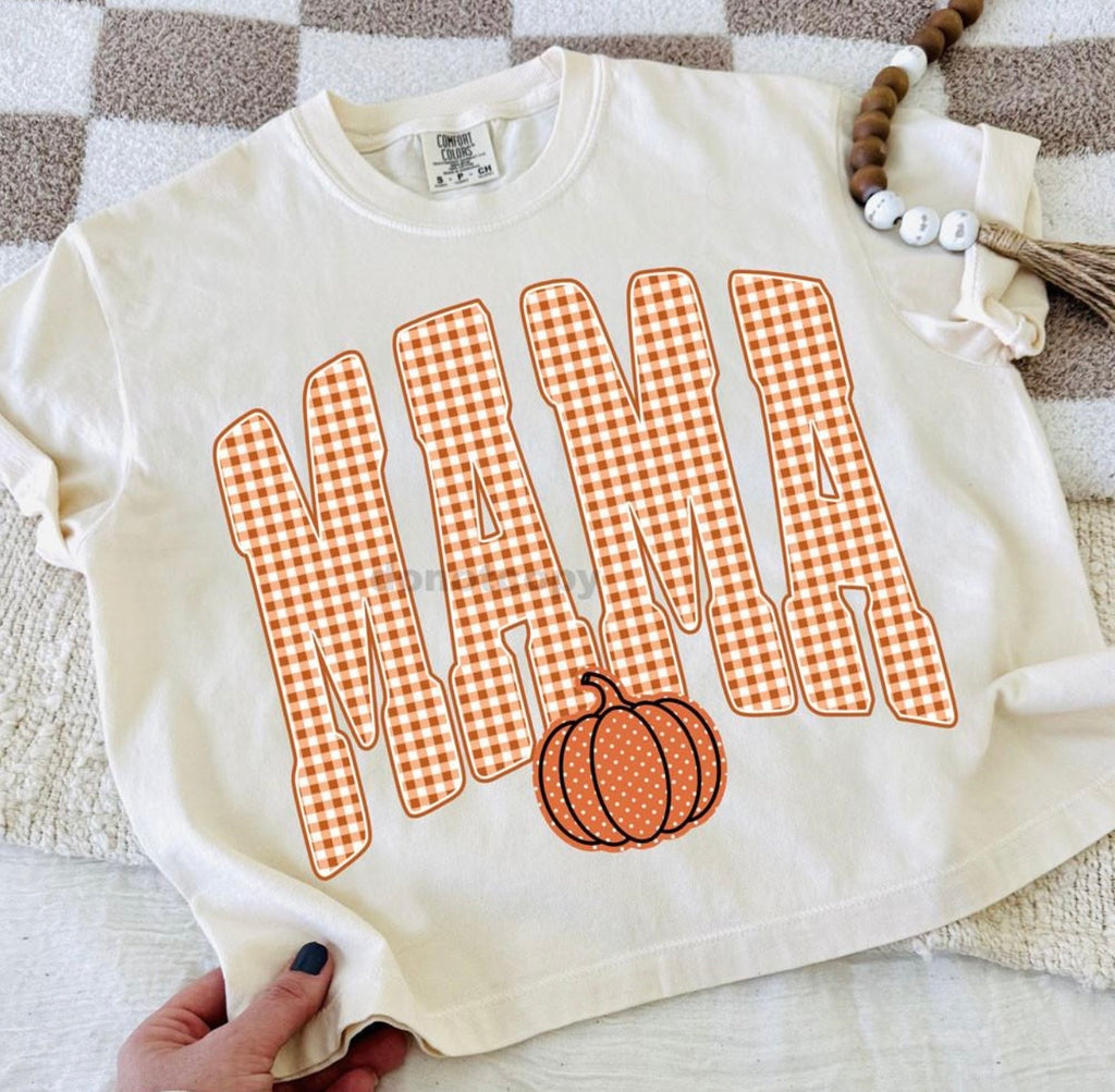 Orange Gingham Mama Autumn CC Tee