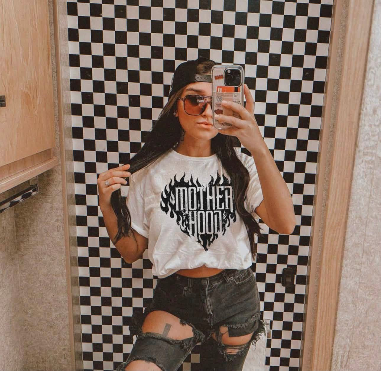 Motherhood Flame Black Heart CC Tee