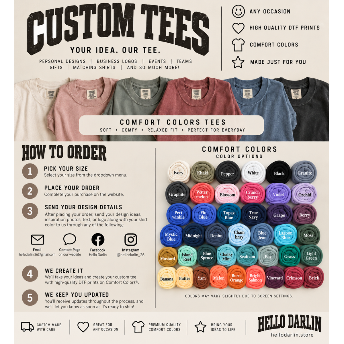 CUSTOM TEES | COMFORT COLORS