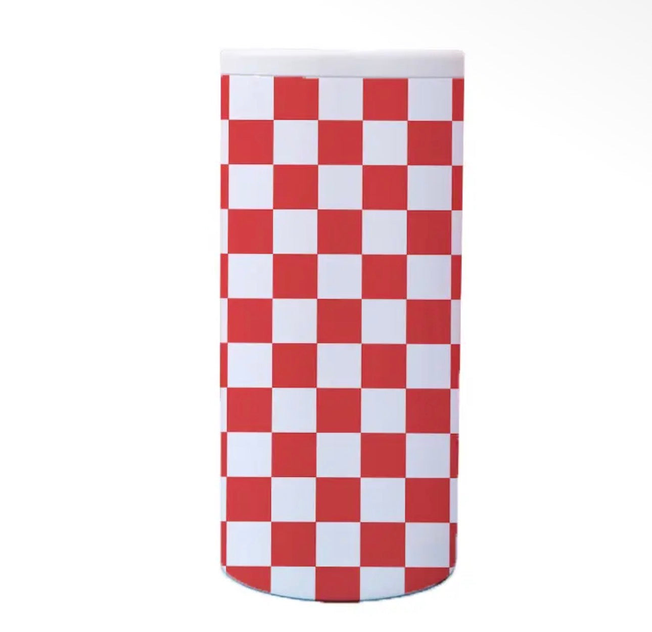 Red + White Checkered Tall Hard Can Koozie