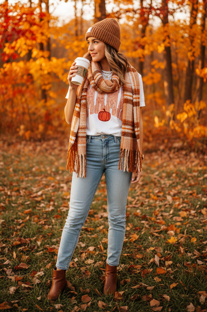 Orange Gingham Mama Autumn CC Tee