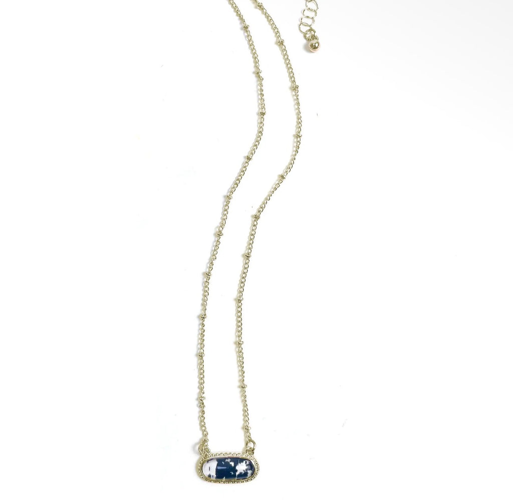 Black Cowhide Gold 18" Necklace