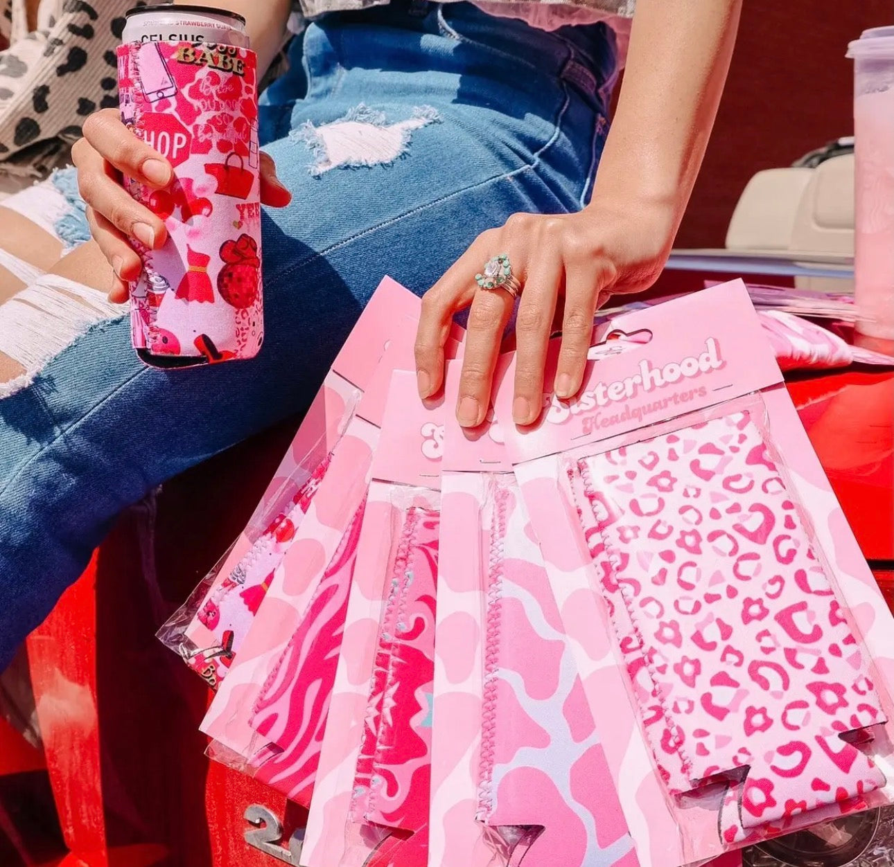 Pink Tall Koozies - 2 Packs