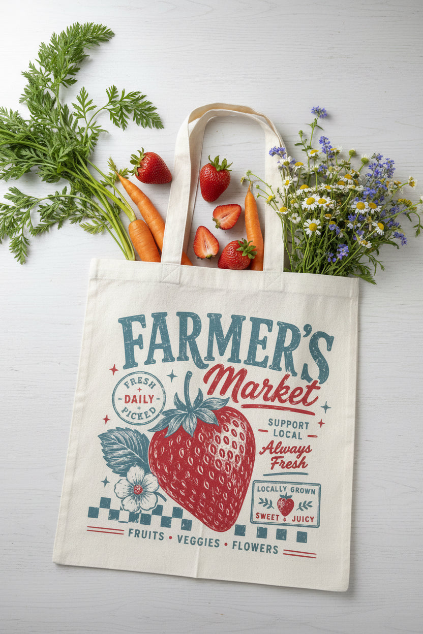 Famers Market Canvas Tote