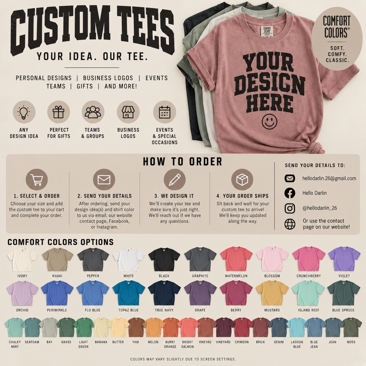 CUSTOM TEES | COMFORT COLORS