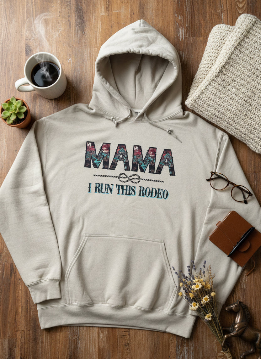 Mama I Run This Rodeo Western Aztec Gildan Hoodie