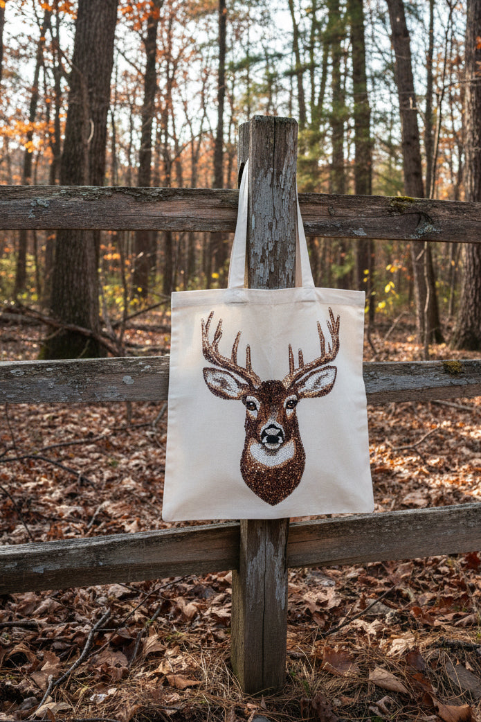 Faux Rhinestone Deer Canvas Tote