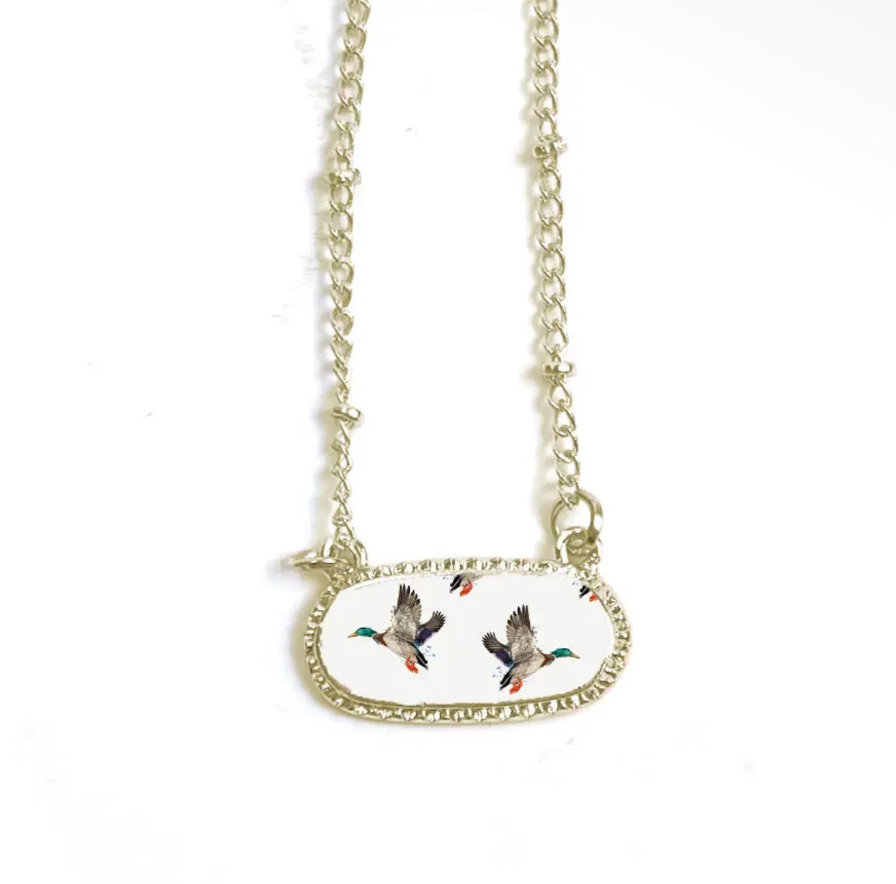 White Mallard Gold 18" Necklace