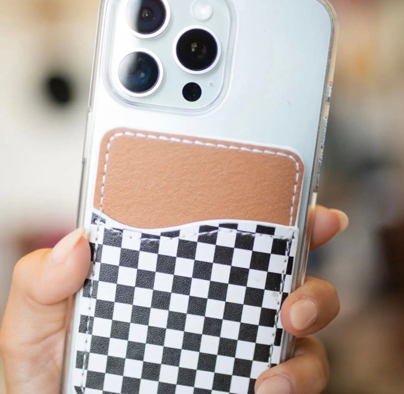 Black & White Checkered Phone Pocket